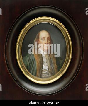 Art inspired by Benjamin Franklin (1706–1790), after a Painting by Greuze of 1777, 1777, Ivory, Oval, 3 3/8 x 2 3/4 in. (85 x 68 mm), Miniatures, Charles Paul Jérôme de Bréa (French, ca. 1739–1820, Classic works modernized by Artotop with a splash of modernity. Shapes, color and value, eye-catching visual impact on art. Emotions through freedom of artworks in a contemporary way. A timeless message pursuing a wildly creative new direction. Artists turning to the digital medium and creating the Artotop NFT Stock Photo