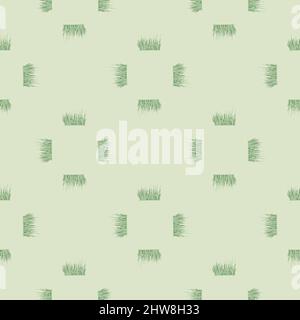 Grass seamless pattern. Background of lawn. Repeated texture in flat style for fabric, wrapping paper, wallpaper, tissue. Vector illustration. Stock Vector