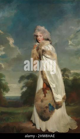 Art inspired by Elizabeth Farren (born about 1759, died 1829), Later Countess of Derby, 1790, Oil on canvas, 94 x 57 1/2 in. (238.8 x 146.1 cm), Paintings, Sir Thomas Lawrence (British, Bristol 1769–1830 London), The Irish actress Elizabeth Farren made her London debut in 1777 as Kate, Classic works modernized by Artotop with a splash of modernity. Shapes, color and value, eye-catching visual impact on art. Emotions through freedom of artworks in a contemporary way. A timeless message pursuing a wildly creative new direction. Artists turning to the digital medium and creating the Artotop NFT Stock Photo