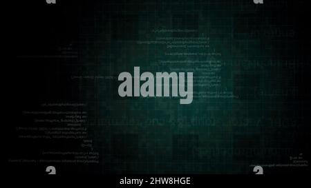 Blocks of abstract program code are written with the background changing color from green to red. Motion. Concept of harmful software and digital aler Stock Photo