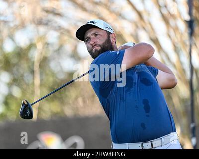 Orlando, FL, USA. 4th Mar, 2022. Jon Rahm of Spain on the 10th tee during 2nd round golf action of the Arnold Palmer Invitational presented by Mastercard held at Arnold Palmer's Bay Hill Club & Lodge in Orlando, Fl. Romeo T Guzman/CSM/Alamy Live News Stock Photo