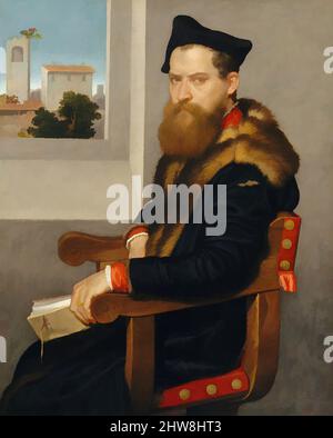 Art inspired by Bartolommeo Bonghi (died 1584), shortly after 1553, Oil on canvas, 40 x 32 1/4 in. (101.6 x 81.9 cm), Paintings, Giovanni Battista Moroni (Italian, Albino, no later than 1524–1578 Albino), The distinguished legal scholar Bartolommeo Bonghi holds a book on Roman civil, Classic works modernized by Artotop with a splash of modernity. Shapes, color and value, eye-catching visual impact on art. Emotions through freedom of artworks in a contemporary way. A timeless message pursuing a wildly creative new direction. Artists turning to the digital medium and creating the Artotop NFT Stock Photo