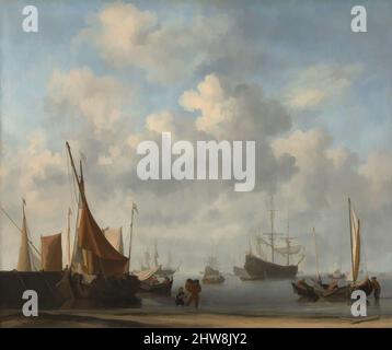 Art inspired by Entrance to a Dutch Port, ca. 1665, Oil on canvas, 25 7/8 x 30 5/8 in. (65.7 x 77.8 cm), Paintings, Willem van de Velde II (Dutch, Leiden 1633–1707 London), In 1672 the artist and his father, Willem van de Velde the Elder, moved from Amsterdam to England, where they, Classic works modernized by Artotop with a splash of modernity. Shapes, color and value, eye-catching visual impact on art. Emotions through freedom of artworks in a contemporary way. A timeless message pursuing a wildly creative new direction. Artists turning to the digital medium and creating the Artotop NFT Stock Photo