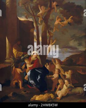 Art inspired by The Rest on the Flight into Egypt, ca. 1627, Oil on canvas, 30 x 25 in. (76.2 x 63.5 cm), Paintings, Nicolas Poussin (French, Les Andelys 1594–1665 Rome, Classic works modernized by Artotop with a splash of modernity. Shapes, color and value, eye-catching visual impact on art. Emotions through freedom of artworks in a contemporary way. A timeless message pursuing a wildly creative new direction. Artists turning to the digital medium and creating the Artotop NFT Stock Photo