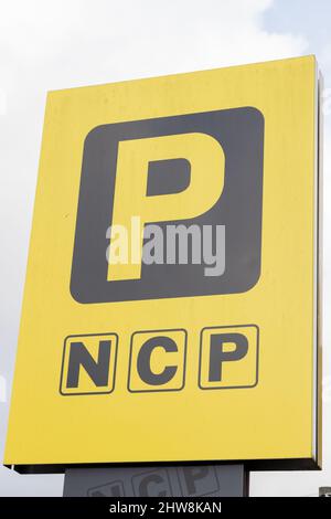 The well recognised logo of NCP Car Parks, a national car parking company in the UK Stock Photo