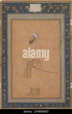 Art inspired by Portrait of Sayyid Amir Khan, second half 17th century, Attributed to India, Ink, watercolor, and gold on paper, Page: H. 11 7/8 in. (30.2 cm), Codices, Classic works modernized by Artotop with a splash of modernity. Shapes, color and value, eye-catching visual impact on art. Emotions through freedom of artworks in a contemporary way. A timeless message pursuing a wildly creative new direction. Artists turning to the digital medium and creating the Artotop NFT Stock Photo