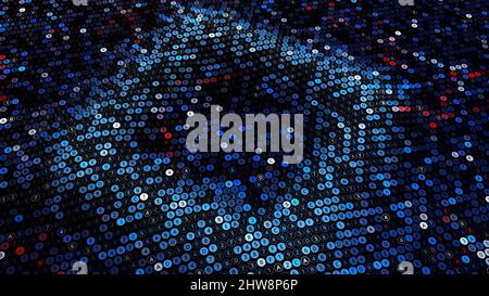 Waves on computer field with cells. Animation. Ripples on cybernetic ...
