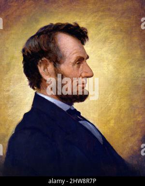 The Penny Image of Abraham Lincoln (1809-1865) by William Willard, oil on canvas, 1864 Stock Photo