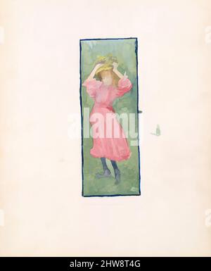 Art inspired by Large Boston Public Garden Sketchbook: A girl holding her hat, 1895–97, Watercolor over pencil, bordered in pencil and watercolor, 14 1/8 x 11 3/16 in. (35.8 x 28.4 cm), Drawings, Maurice Brazil Prendergast (American, St. John’s, Newfoundland 1858–1924 New York, Classic works modernized by Artotop with a splash of modernity. Shapes, color and value, eye-catching visual impact on art. Emotions through freedom of artworks in a contemporary way. A timeless message pursuing a wildly creative new direction. Artists turning to the digital medium and creating the Artotop NFT Stock Photo