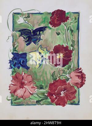 Art inspired by Large Boston Public Garden Sketchbook: Flowers and butterflies, 1895–97, Recto: watercolor over pencil, bordered in pencil and watercolor; Verso: Pencil, bordered, 14 1/8 x 11 3/16 in. (35.8 x 28.4 cm), Drawings, Maurice Brazil Prendergast (American, St. John’s, Classic works modernized by Artotop with a splash of modernity. Shapes, color and value, eye-catching visual impact on art. Emotions through freedom of artworks in a contemporary way. A timeless message pursuing a wildly creative new direction. Artists turning to the digital medium and creating the Artotop NFT Stock Photo