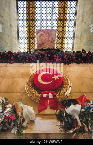 Ankara, Turkey - November 10, 2021: Ataturk's mausoleum in Anitkabir. Editorial shot in Ankara. Stock Photo