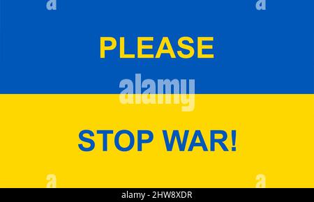 Message for peace on background Ukraine flag. Stop war. Stock Vector