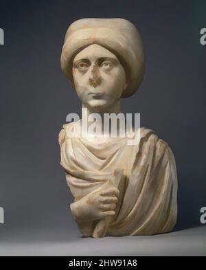 Marble Portrait Bust of a Woman with a Scroll, Byzantine