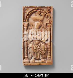 Art inspired by Plaque with Saint John the Evangelist, early 9th century, Made in Aachen, Germany, Carolingian, Elephant ivory, Overall: 7 3/16 x 3 11/16 x 1/4 in. (18.3 x 9.4 x 0.7 cm), Ivories, The Evangelist, accompanied by his symbol, the eagle, displays the opening text of his, Classic works modernized by Artotop with a splash of modernity. Shapes, color and value, eye-catching visual impact on art. Emotions through freedom of artworks in a contemporary way. A timeless message pursuing a wildly creative new direction. Artists turning to the digital medium and creating the Artotop NFT