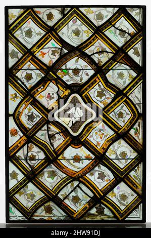 Art inspired by Panels of Grisaille Glass with Grostesques, ca. 1320–24, Made in Paris, France, French, White and pot-metal glass with vitreous paint, 22 13/16 x 17 5/16 in. (58 x 44 cm), Glass-Stained, Traditionally thought to have come from the Cathedral of Notre-Dame in Paris, this, Classic works modernized by Artotop with a splash of modernity. Shapes, color and value, eye-catching visual impact on art. Emotions through freedom of artworks in a contemporary way. A timeless message pursuing a wildly creative new direction. Artists turning to the digital medium and creating the Artotop NFT Stock Photo