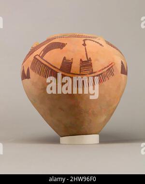 Art inspired by Decorated ware jar illustrating boats, Predynastic Period, ca. 3850–2960 B.C., From Egypt, Pottery, paint, Classic works modernized by Artotop with a splash of modernity. Shapes, color and value, eye-catching visual impact on art. Emotions through freedom of artworks in a contemporary way. A timeless message pursuing a wildly creative new direction. Artists turning to the digital medium and creating the Artotop NFT Stock Photo