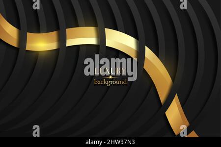Luxury gold and black gradient Background with striped wavy texture abstract style. Vip card. Vector Illustration about modern template design Stock Vector