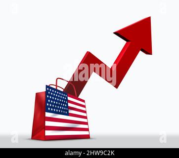 United States inflation and Rising interest rates finance and inflationary economic concept as a spike in gas and oil prices or a rise in consumer. Stock Photo