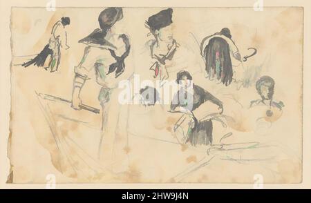 Art inspired by Sailors and Reapers (from Scrapbook), 1875, Graphite on off-white wove paper, 3 15/16 x 6 1/2 in. (10 x 16.5 cm), Drawings, John Singer Sargent (American, Florence 1856–1925 London, Classic works modernized by Artotop with a splash of modernity. Shapes, color and value, eye-catching visual impact on art. Emotions through freedom of artworks in a contemporary way. A timeless message pursuing a wildly creative new direction. Artists turning to the digital medium and creating the Artotop NFT Stock Photo