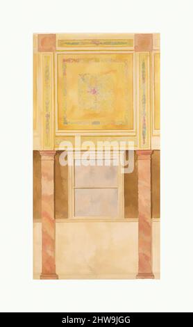 Art inspired by Design for wall and ceiling elevation, late 19th–early 20th century, Made in New York, United States, American, Watercolor, brown ink, and graphite on paper, Overall: 24 7/8 x 14 9/16 in. (63.2 x 37 cm), Drawings, Possibly Tiffany Glass Company (1885–92), Possibly, Classic works modernized by Artotop with a splash of modernity. Shapes, color and value, eye-catching visual impact on art. Emotions through freedom of artworks in a contemporary way. A timeless message pursuing a wildly creative new direction. Artists turning to the digital medium and creating the Artotop NFT Stock Photo