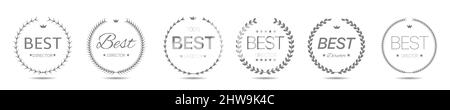 Best director Simple laurel wreath label set Stock Vector