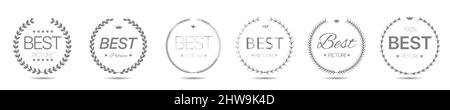 Best picture simple laurel wreath label set Stock Vector
