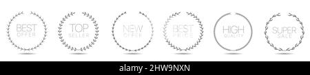 High quality Grey laurel wreath label set Stock Vector