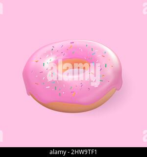 Realistic 3d sweet tasty donut background. Can be used for dessert menu ...