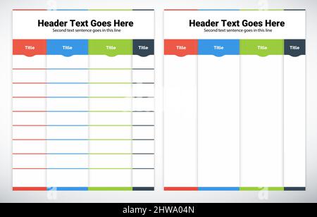 4 Step Editable table Template - Business Infographics Stock Vector