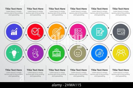 12 Steps Infographics Design Template - Graph, Pie chart, workflow layout, cycling diagram, brochure, report, presentation, web design, Editable Stock Vector