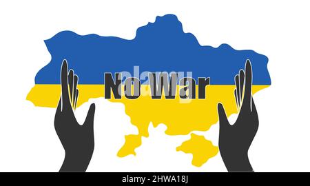 NO WAR in Ukraine. Concept of Ukrainian and Russian military crisis, conflict between Ukraine and Russia. Stock Vector