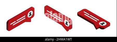 Red 3d chat bubble icon collection. Speech bubbles 3d set. Stock Vector