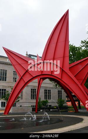 A sculpture by Alexander Calder stands in Empire Plaza, new the New ...