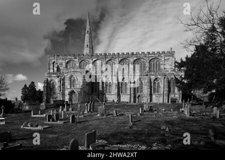 St Mary's Anglican Church Astbury near Congleton  with separate tower and main building in Cheshire England Stock Photo