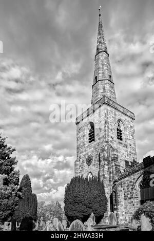 St Mary's Anglican Church Astbury near Congleton  with separate tower and main building in Cheshire England Stock Photo