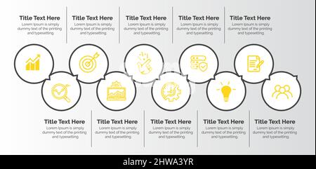 10 Steps Infographics Design Template - Graph, Pie chart, workflow layout, cycling diagram, brochure, report, presentation, web design. Editable Vecto Stock Vector
