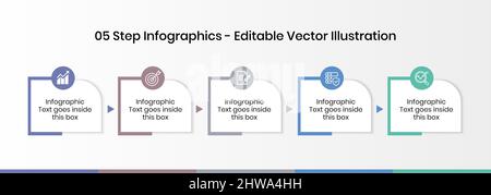 5 Steps Infographics Design Template - Graph, Pie chart, workflow layout, squire diagram, brochure, report, presentation, web design elements Stock Vector