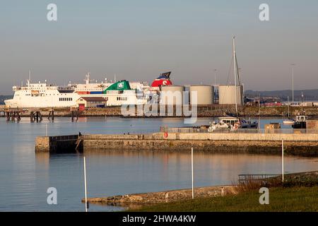 Irish Ferries and Stena in Holyhead Angelsey. North Wales Stock Photo