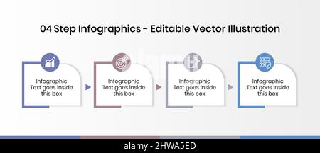 4 Steps Infographics Design Template - Graph, Pie chart, workflow layout, squire diagram, brochure, report, presentation, web design elements Stock Vector