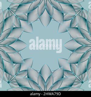 Lotus Banner Template, Flower of Life. Sacred Geometry. Symbol of Harmony and Balance. Sign of purity Chakra Yoga design vector isolated on light blue Stock Vector