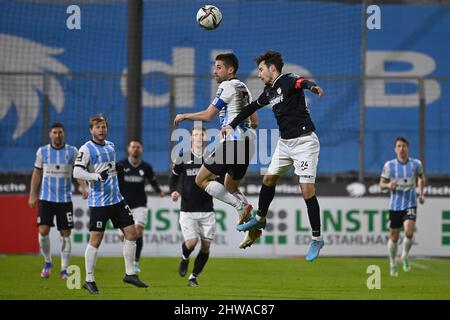 Munich GRUENWALDER STADION. 4th Mar, 2022. Kevin GODEN (TSV Munich 1860),  action, single action, single image, cut out, full body shot, whole figure.  Football 3rd league, league 3, TSV Munich 1860 