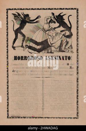 Art inspired by Broadsheet relating to the execution of Florencio Morales and Bernardo Mora who assassinated ex-President Barillas of Guatemala, Classic works modernized by Artotop with a splash of modernity. Shapes, color and value, eye-catching visual impact on art. Emotions through freedom of artworks in a contemporary way. A timeless message pursuing a wildly creative new direction. Artists turning to the digital medium and creating the Artotop NFT Stock Photo