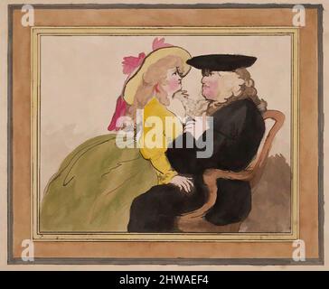 Art inspired by Drawings and Prints, Print, A Woman Leaning on the Lap of a Seated Man, Artist, Publisher, After, Thomas Rowlandson, Classic works modernized by Artotop with a splash of modernity. Shapes, color and value, eye-catching visual impact on art. Emotions through freedom of artworks in a contemporary way. A timeless message pursuing a wildly creative new direction. Artists turning to the digital medium and creating the Artotop NFT Stock Photo