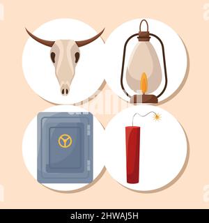 four cowboy icons Stock Vector