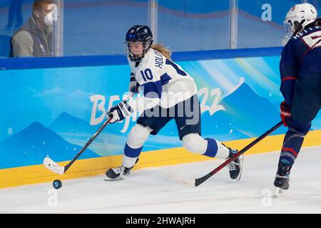 Beijing, Hebei, China. 14th Feb, 2022. Team Finland forward Elisa Holopainen (10) in the women's ice hockey semifinal of the Beijing 2022 Olympic Winter Games at Wukesong Sports Centre. (Credit Image: © David G. McIntyre/ZUMA Press Wire) Stock Photo