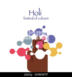 Illustration of a hand throwing colours. Greeting for Holi festival Stock Vector