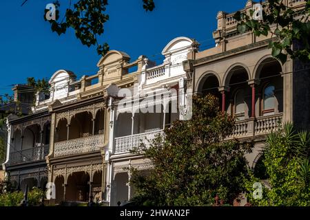 Terrace houses in Carlton, Melbourne, Victoria, Australia Stock Photo