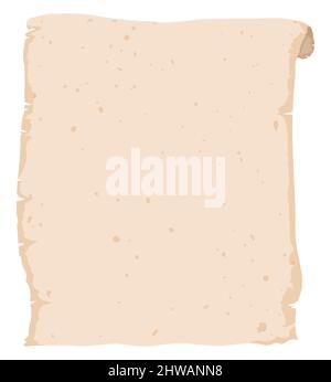Template vertical design with scroll page with curled corner and ripped borders. Stock Vector