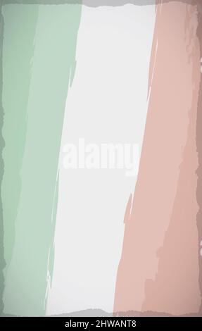 Vertical template with empty space decorated with tricolor brush strokes like Italian flag over scroll. Stock Vector