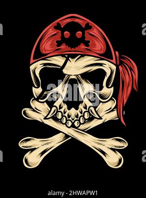 illustration vector pirate skull head Stock Vector
